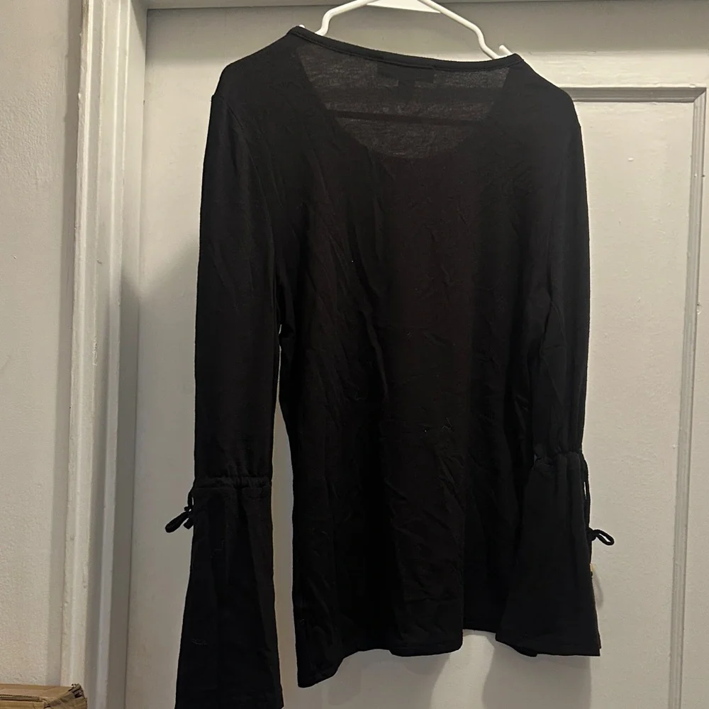 Michael Kors Black Long Sleeve Top with Tie Details - Preloved